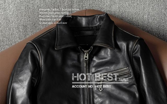 上質革ジャン メンズ　茶芯ホースハイド 30年代スタイル シングルライダース レザージャケット トスカーナ植物鞣し革 馬革_3