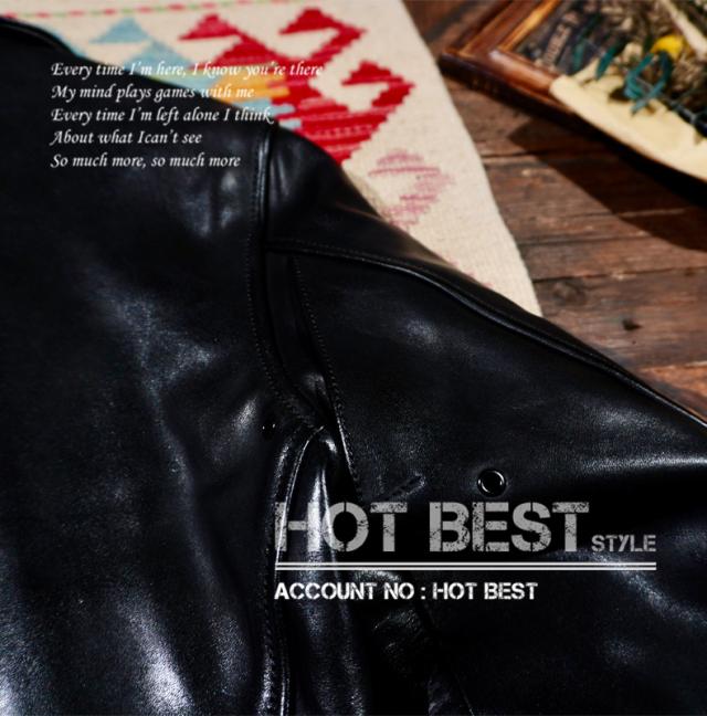 レア 1.5mm  黒芯ホースハイド 30年代 トラッカースタイル メンズ 革ジャン シングル ライダース レザージャケット 馬革