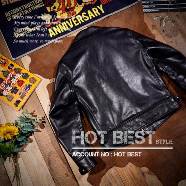 レア 1.5mm  黒芯カウハイド 30年代 トラッカースタイル メンズ シングル ライダース レザージャケット 牛革