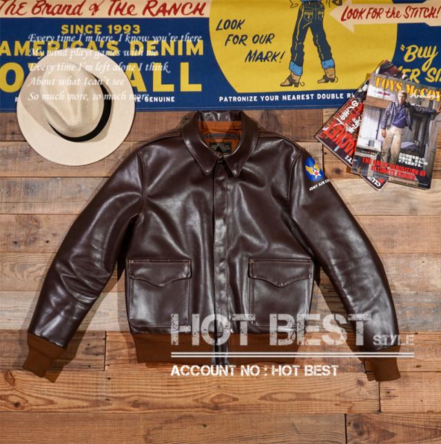 ホースハイド 復刻30年代 USAF TYPE A-2 メンズ 革ジャン フライトジャケット  タンニンなめし 染料仕上げ オイルレザー 茶芯馬革