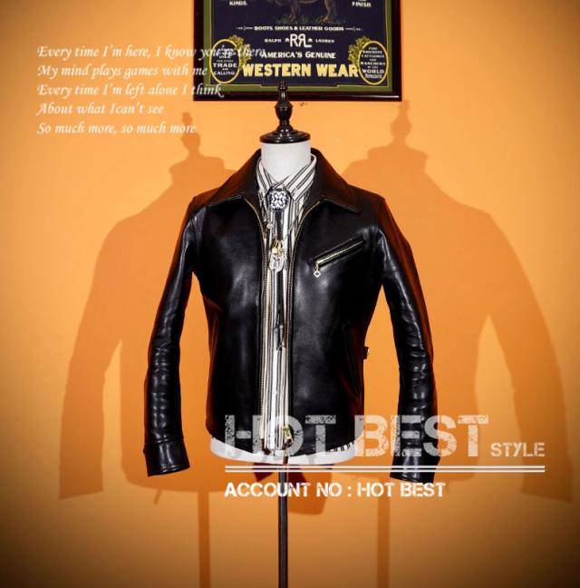 1.3mm 茶芯ホースハイド 30年代 トラッカースタイル メンズ 革ジャン シングルライダース オイルワックス レザージャケット 馬革