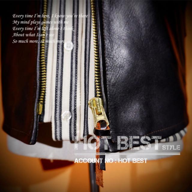 1.3mm 茶芯ホースハイド 30年代 トラッカースタイル メンズ 革ジャン シングルライダース オイルワックス レザージャケット 馬革