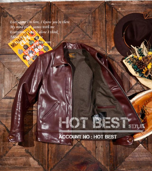 1.3mm ホースハイド 30年代 トラッカースタイル メンズ 革ジャン シングルライダース オイルワックス レザージャケット 馬革