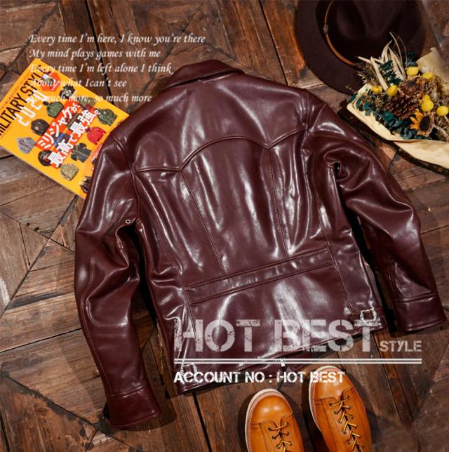 1.3mm ホースハイド 30年代 トラッカースタイル メンズ 革ジャン シングルライダース オイルワックス レザージャケット 馬革