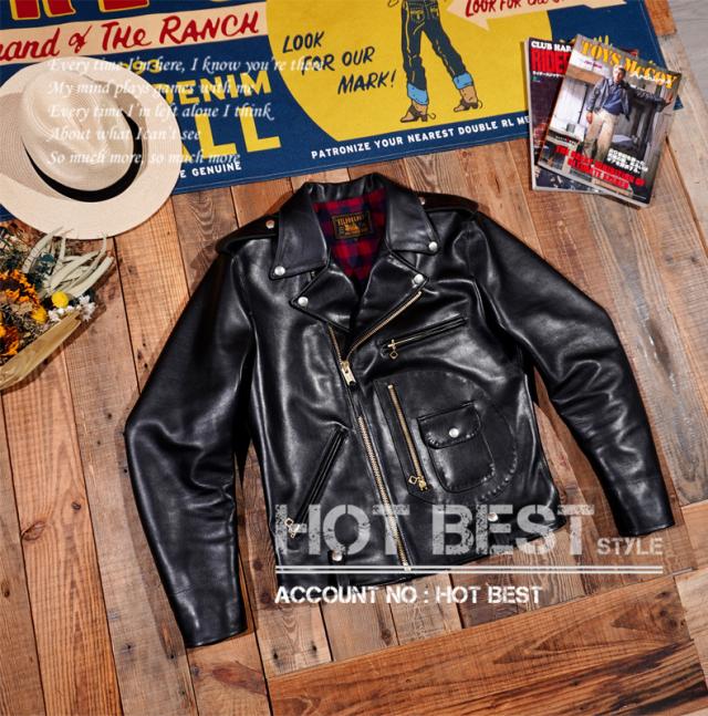 黒芯カウハイド 50's ダブルライダース レザージャケット ブラック Lサイズ(38) Dポケット タンニンなめし ピグメント J-24タイプ 牛革 1.3mm 黒芯カウハイド 50年代 ダブルライダース レザージャケット D