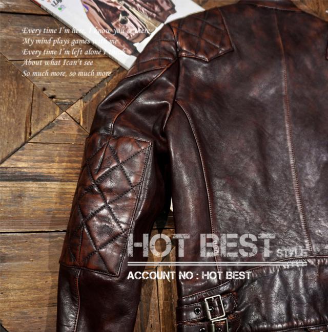 1.3mm 茶芯カウハイド 50s パテッド シングルライダース メンズ 革ジャン レザージャケットPADDED 牛革
