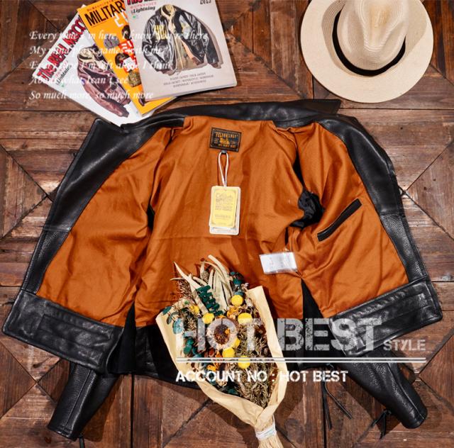 最高級 1.4mm カウハイド 復刻30年代スタイル メンズ 革ジャン シングルライダース レザージャケット ベジタブルタンニンなめし 牛革