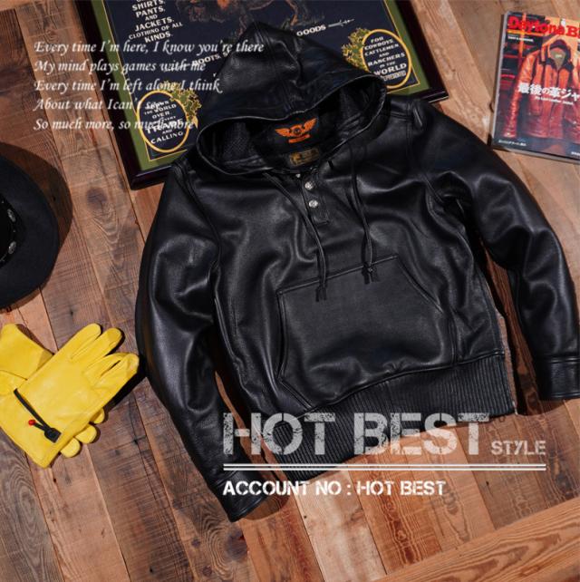 1.3mm カウハイド フーデッドパーカー レザージャケット ボマー ボンバー ライダース イタリアンレザー 牛革