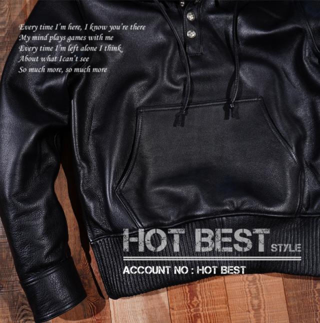 1.3mm カウハイド フーデッドパーカー レザージャケット ボマー ボンバー ライダース イタリアンレザー 牛革