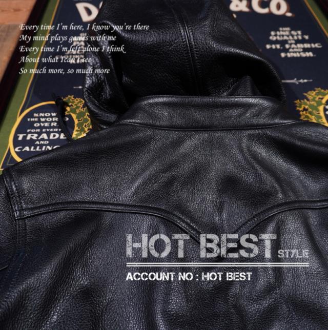 1.3mm カウハイド フーデッドパーカー レザージャケット ボマー ボンバー ライダース イタリアンレザー 牛革