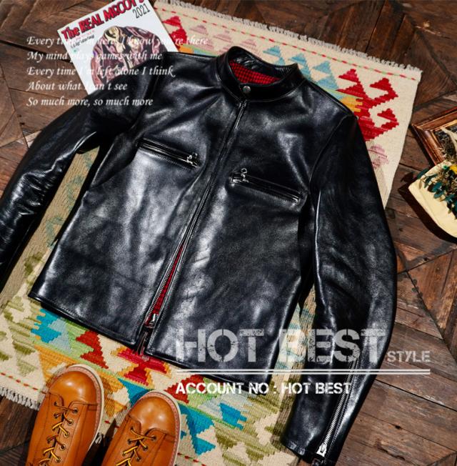 1.3mm 茶芯ホースハイド 50年代 J-100タイプ メンズ 革ジャン シングル