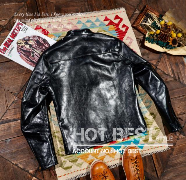 1.3mm 茶芯ホースハイド 50年代 J-100タイプ メンズ 革ジャン シングルライダース レザージャケット イタリアンレザー 馬革