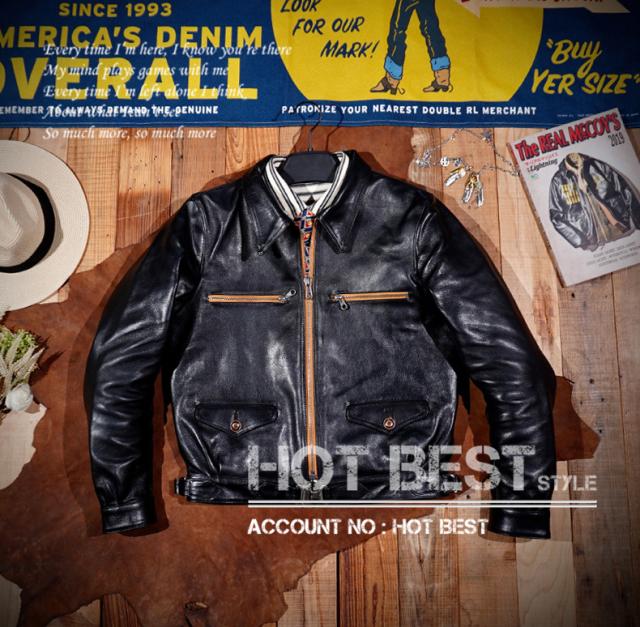 最高峰 1.3mmホースハイド 復刻40年代 ドイツ軍 ハルトマン フライト レザージャケット オイルレザー 馬革