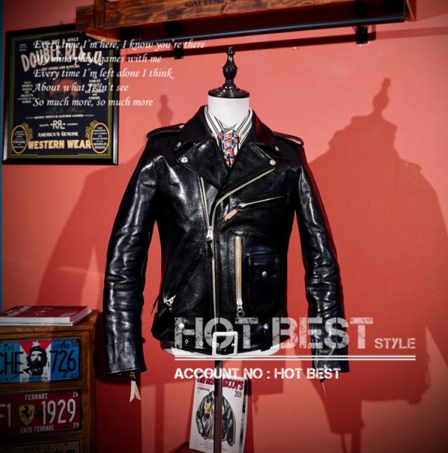 1.4mm茶芯ホースハイド 50年代 J-24タイプ ダブルライダース メンズ 革ジャン レザージャケット オイルワックスレザー 馬革