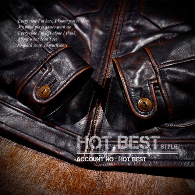 1.5mm 茶芯ホースハイド 30年代スタイル メンズ 革ジャンシングルライダース レザージャケット トスカーナ植物鞣し革 馬革