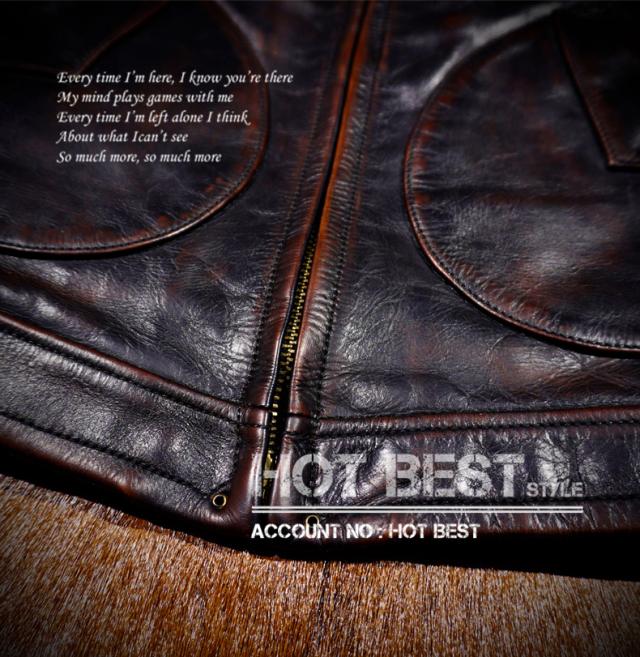 1.5mm 茶芯ホースハイド 30年代スタイル メンズ 革ジャンシングルライダース レザージャケット トスカーナ植物鞣し革 馬革