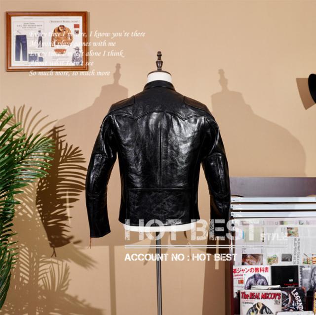 1.3mm 茶芯ホースハイド メンズ 革ジャン 50年代 パテッド シングルライダース レザージャケット PADDED タンニンなめし 馬革