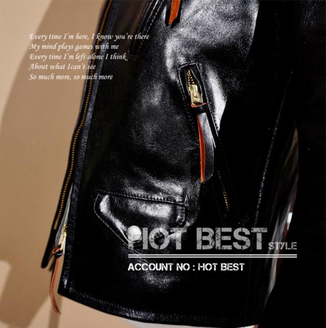 1.3mm 茶芯ホースハイド メンズ 革ジャン 50年代 パテッド シングルライダース レザージャケット PADDED タンニンなめし 馬革