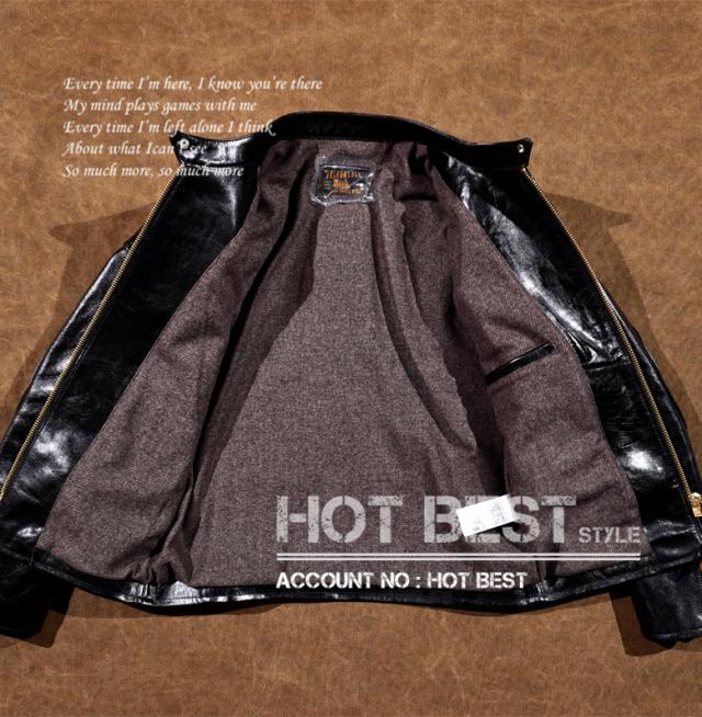 1.3mm 茶芯ホースハイド メンズ 革ジャン 50年代 パテッド シングルライダース レザージャケット PADDED タンニンなめし 馬革