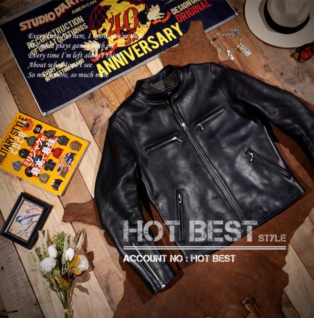 1.4mmカウハイド 60年代 カフェレーサー シングルライダース メンズ 革ジャン レザージャケット 染料仕上げ 牛革_1