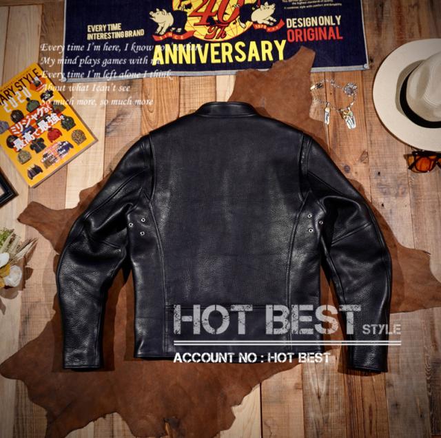 1.4mmカウハイド 60年代 カフェレーサー シングルライダース メンズ 革ジャン レザージャケット 染料仕上げ 牛革_2