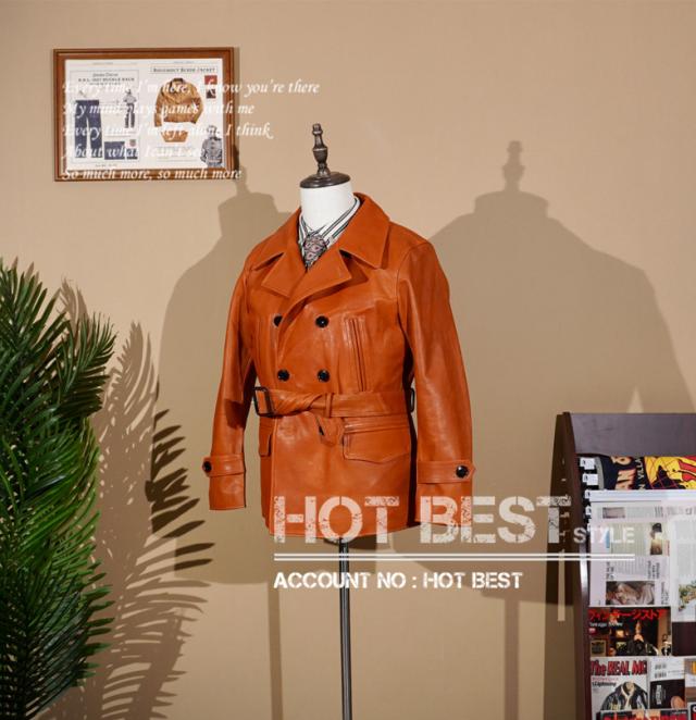 1.2mm カウハイド 定番 740 海軍ピーコート メンズ 革ジャン イタリアンレザー タンニンなめし 牛革