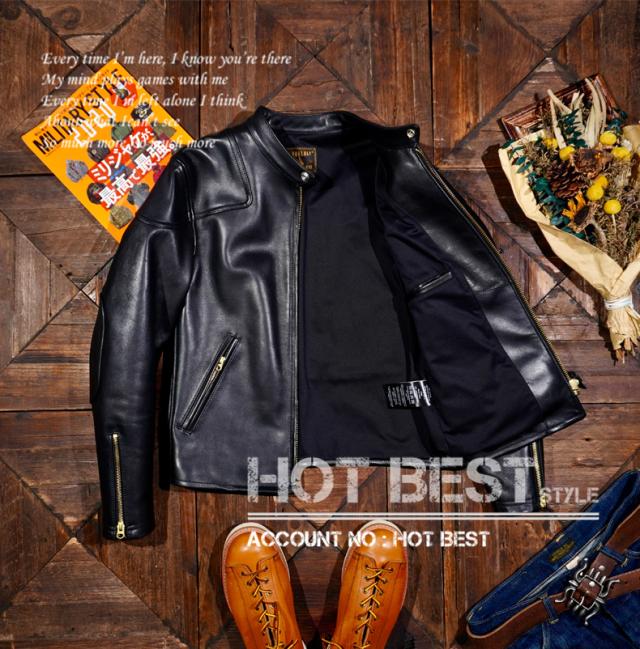 1.3mm カウハイド 50年代 パテッド メンズ 革ジャン シングルライダース レザージャケット PADDED イタリアンレザー 牛革