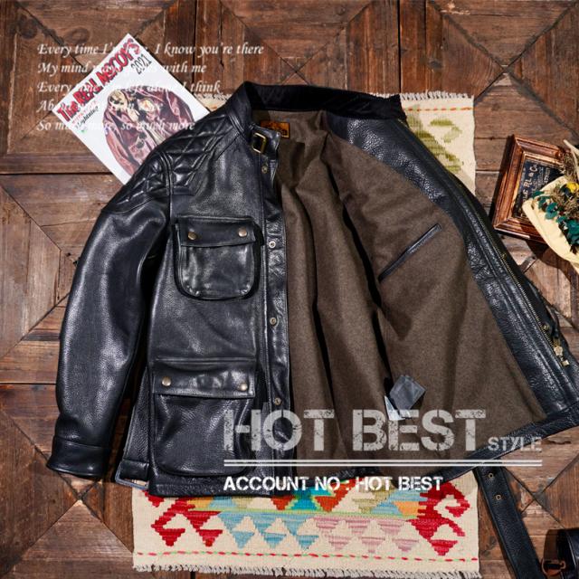 1.5mm カウハイド 復刻50年代スタイル メンズ 革ジャン サファリジャケット パテッド イタリアンレザー 牛革