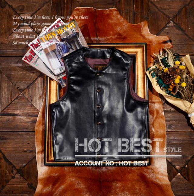 1.2mm茶芯ホースハイド 本革 メンズ レザーベスト ベスト 皮ベスト ジレ レザージャケット 馬革