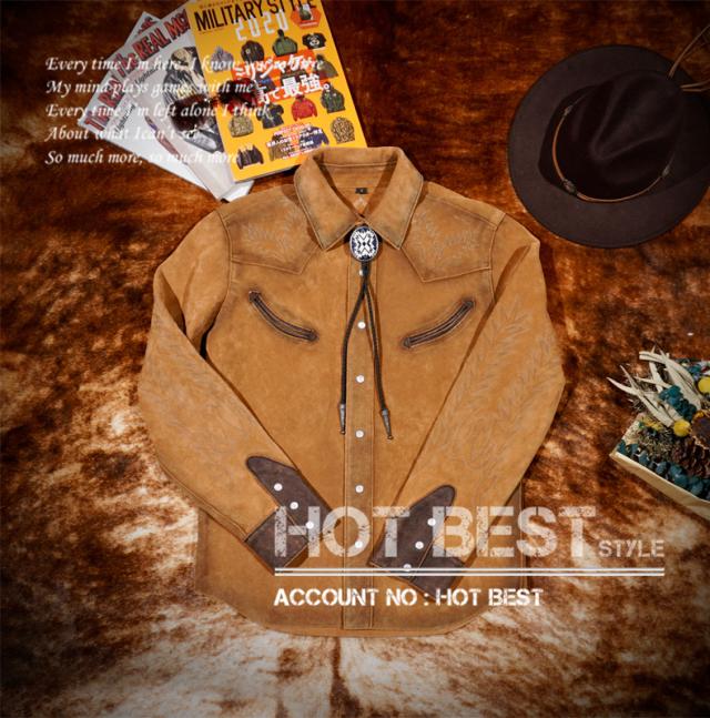 1.2mm カウスエード シャツタイプ メンズ 革ジャン ライダース レザージャケット カウハイド 牛革