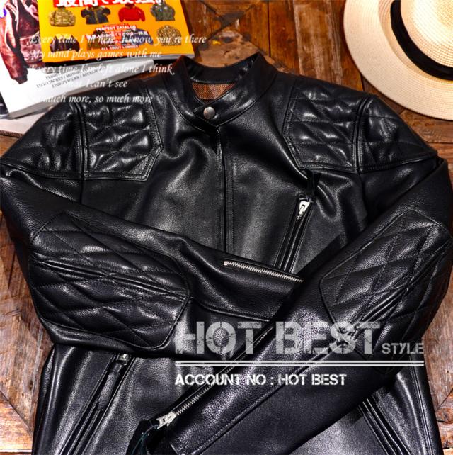 1.3mm カウハイド 50年代 パテッド シングルライダース メンズ 革ジャン レザージャケット PADDED タンニンなめし 牛革