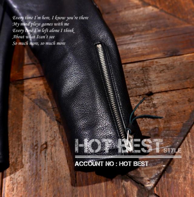 1.3mm カウハイド 50年代 パテッド シングルライダース メンズ 革ジャン レザージャケット PADDED タンニンなめし 牛革