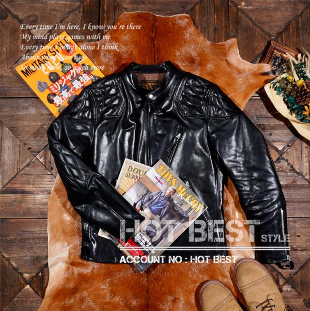 1.4mm ホースハイド 50年代 パテッド シングルライダース メンズ 革ジャン レザージャケット PADDED オイルワックスレザー 馬革