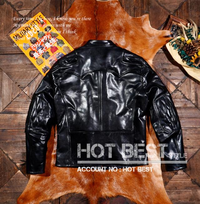 1.4mm ホースハイド 50年代 パテッド シングルライダース メンズ 革ジャン レザージャケット PADDED オイルワックスレザー 馬革