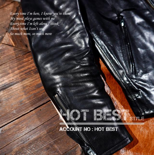 1.4mm ホースハイド 50年代 パテッド シングルライダース メンズ 革ジャン レザージャケット PADDED オイルワックスレザー 馬革