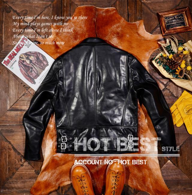 1.5mm 黒芯ホースハイド 50年代スタイル 613タイプ メンズ 革ジャン ダブルライダース レザージャケット オイルレザー 馬革