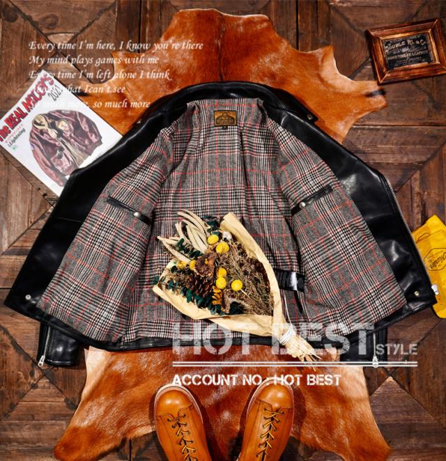 1.5mm 黒芯ホースハイド 50年代スタイル 613タイプ メンズ 革ジャン ダブルライダース レザージャケット オイルレザー 馬革