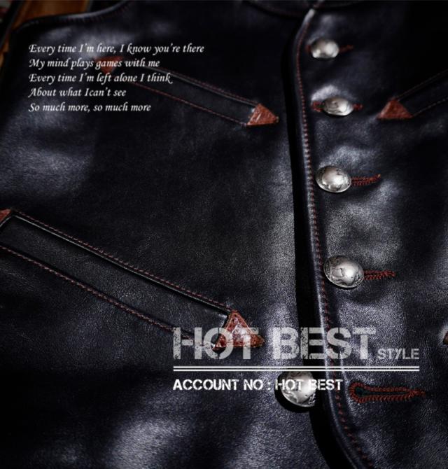 1.3mm カウハイド 本革 メンズ レザーベスト ベスト 皮ベスト ジレ レザージャケット 牛革