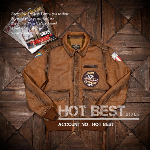 1.3mm カウハイド 復刻30年代 USAF TYPE A-2 メンズ 革ジャン フライトジャケット ヴィンテージ ウォッシュ加工 染料仕上げ 牛革