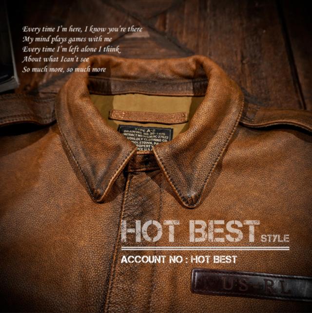 1.3mm カウハイド 復刻30年代 USAF TYPE A-2 メンズ 革ジャン フライトジャケット ヴィンテージ ウォッシュ加工 染料仕上げ 牛革