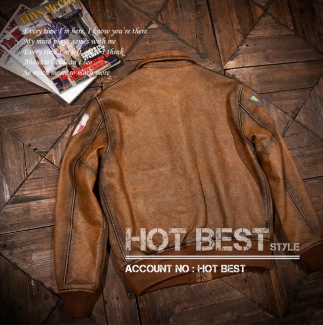 1.3mm カウハイド 復刻30年代 USAF TYPE A-2 メンズ 革ジャン フライトジャケット ヴィンテージ ウォッシュ加工 染料仕上げ 牛革