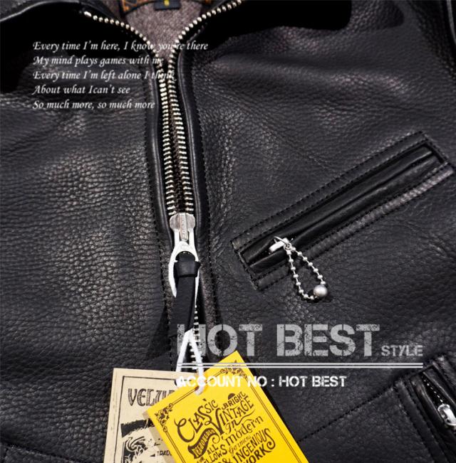 最高峰 2.0mm カウハイド 30年代 トラッカースタイル 1枚革 メンズ 革ジャン シングルライダース レザージャケット 牛革