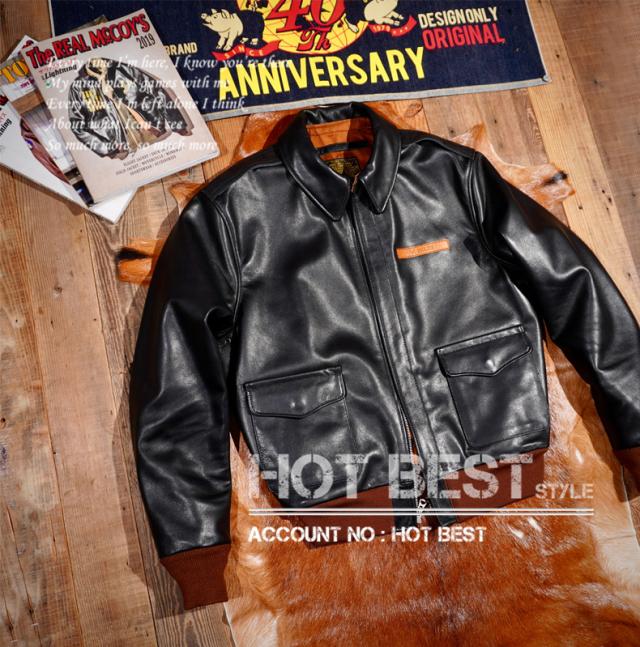 1.3mm 黒芯カウハイド メンズ 革ジャン 復刻40年代 USAF TYPE A-2 V. HILTS フライトジャケット WWII 1942 大脱走 オイルレザー 牛革