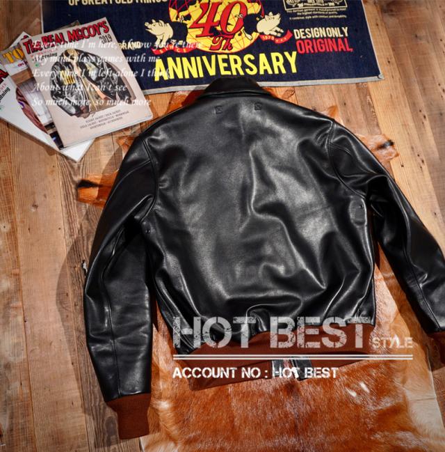 1.3mm 黒芯カウハイド メンズ 革ジャン 復刻40年代 USAF TYPE A-2 V. HILTS フライトジャケット WWII 1942 大脱走 オイルレザー 牛革