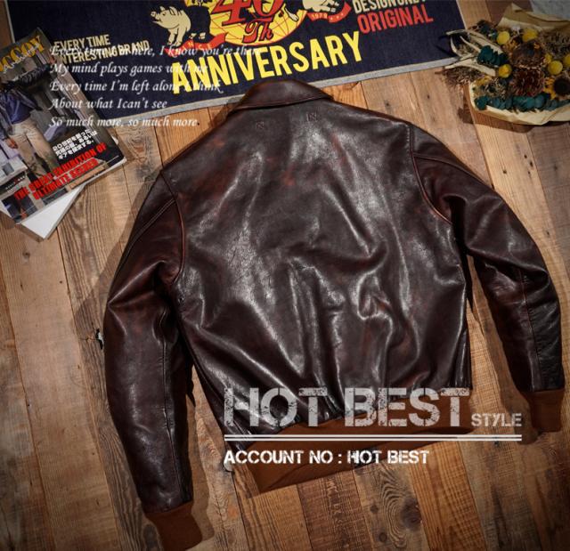 1.3mm 茶芯カウハイド メンズ 革ジャン 復刻40年代 USAF TYPE A-2 V. HILTS フライトジャケット WWII 1942 ヴィンテージ加工 牛革