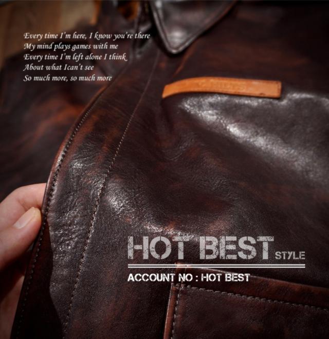 1.3mm 茶芯カウハイド メンズ 革ジャン 復刻40年代 USAF TYPE A-2 V. HILTS フライトジャケット WWII 1942 ヴィンテージ加工 牛革