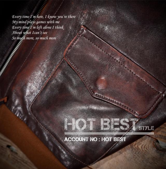 1.3mm 茶芯カウハイド メンズ 革ジャン 復刻40年代 USAF TYPE A-2 V. HILTS フライトジャケット WWII 1942 ヴィンテージ加工 牛革