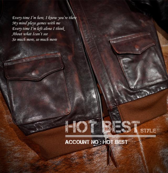 1.3mm 茶芯カウハイド メンズ 革ジャン 復刻40年代 USAF TYPE A-2 V. HILTS フライトジャケット WWII 1942 ヴィンテージ加工 牛革