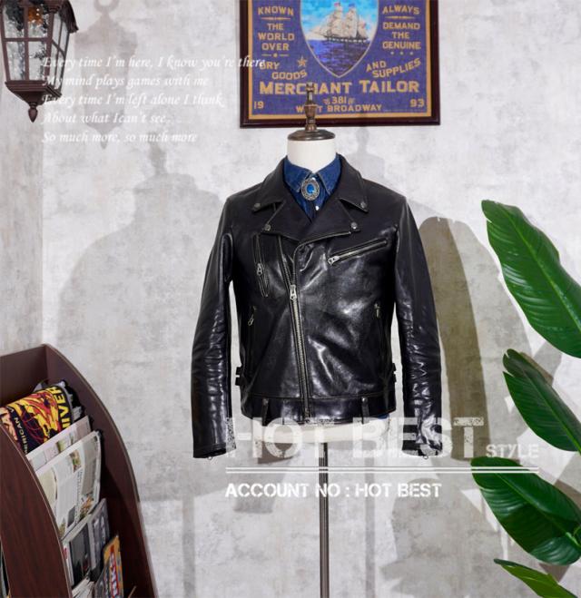 1.3mm ホースハイド UKスタイル メンズ 革ジャン ダブルライダース レザージャケット ロンジャン 植物鞣し 馬革