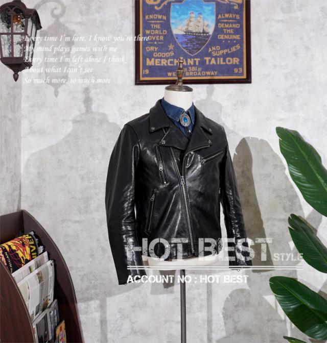 1.3mm ホースハイド UKスタイル メンズ 革ジャン ダブルライダース レザージャケット ロンジャン 植物鞣し 馬革